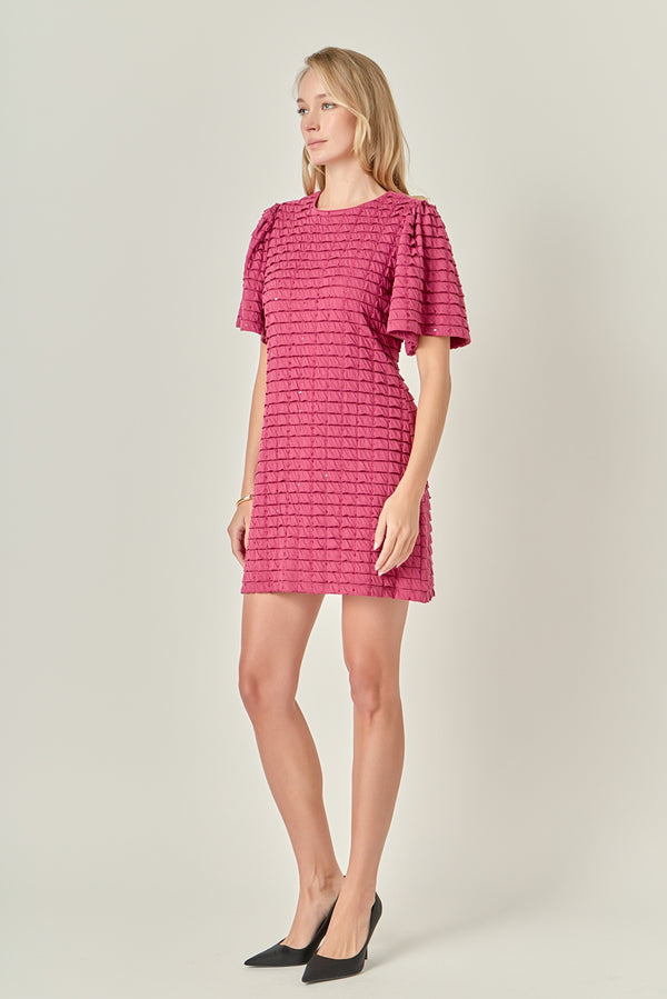 English Factory Tiered Jersey Mini Dress With Embroidery BERRY