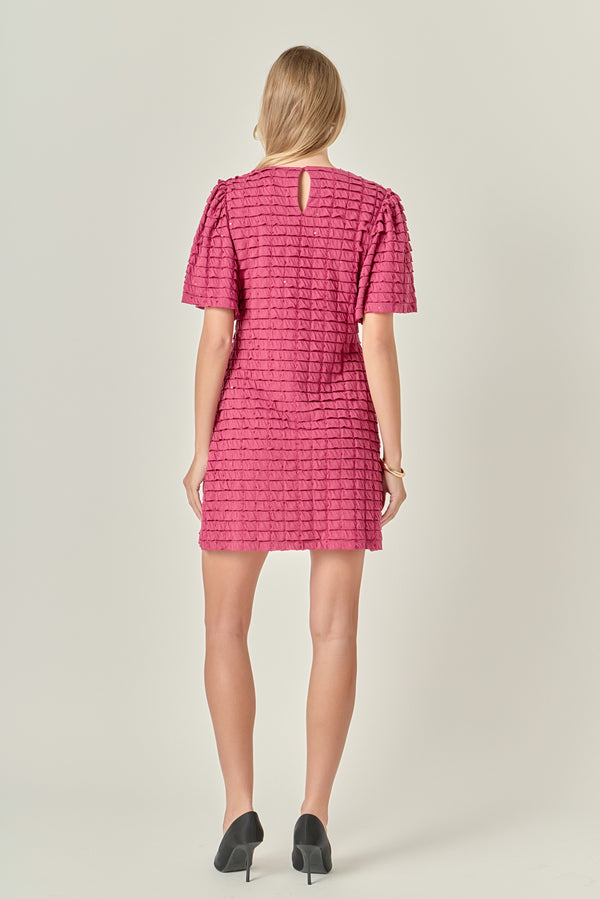 English Factory Tiered Jersey Mini Dress With Embroidery BERRY