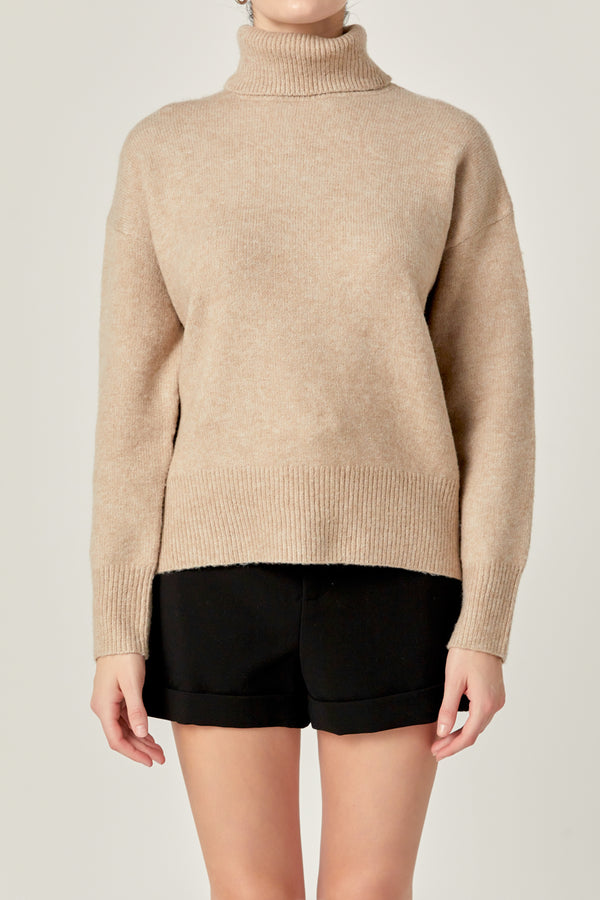 English Factory Turtleneck Long Sleeve Sweater TAUPE