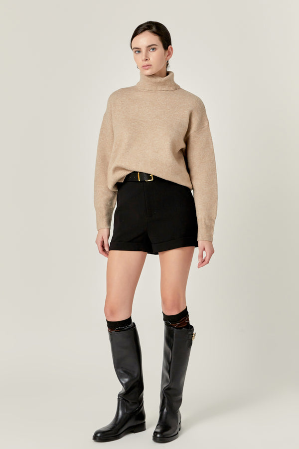 English Factory Turtleneck Long Sleeve Sweater TAUPE
