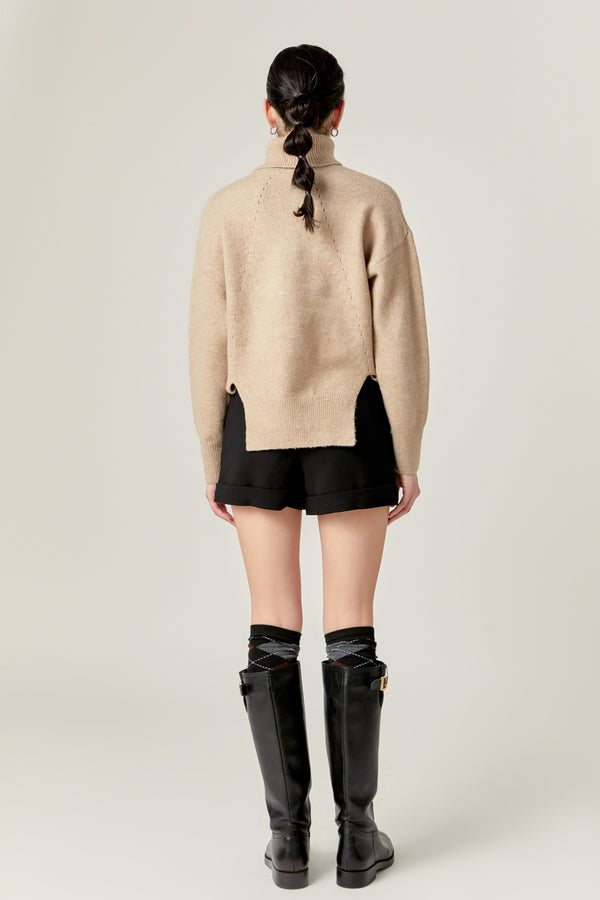 English Factory Turtleneck Long Sleeve Sweater TAUPE