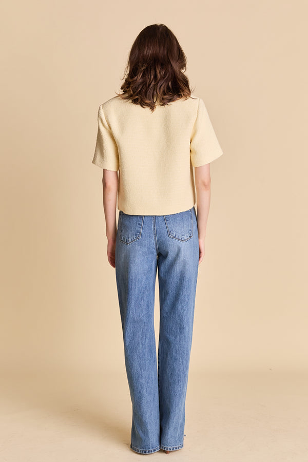 English Factory Tweed Short Sleeve Shirt BUTTER YELLOW