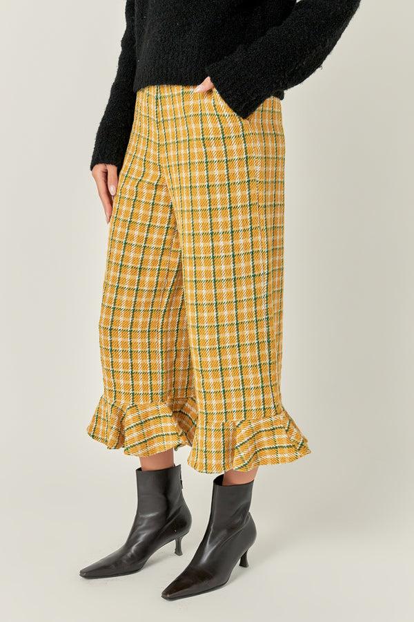 English Factory Tweed Wide Leg Culotte Pants ZINNIA