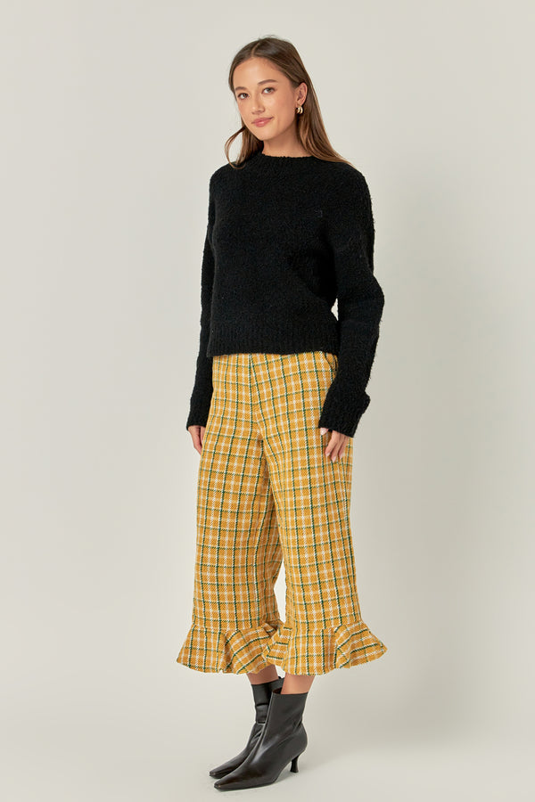 English Factory Tweed Wide Leg Culotte Pants ZINNIA