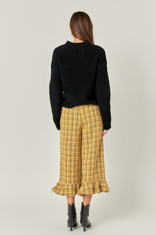 English Factory Tweed Wide Leg Culotte Pants ZINNIA