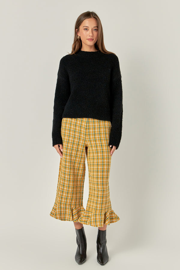 english factory Tweed Wide Leg Culotte Pants ZINNIA