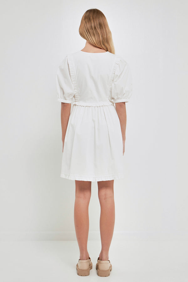 English Factory V Button Down Baby Doll Dress WHITE