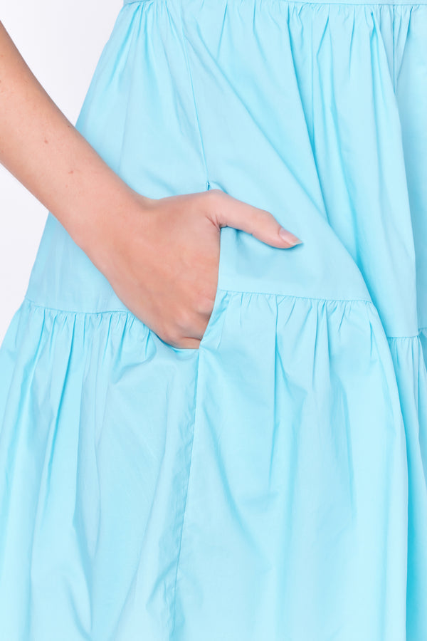 English Factory V-neck Button Down Babydoll Dress BLUE