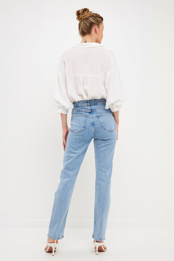 English Factory V-Neckline Drop Shoulder Blouse WHITE