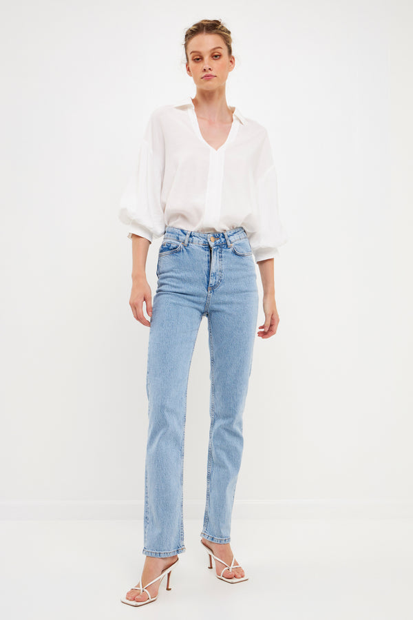 english factory V-Neckline Drop Shoulder Blouse WHITE