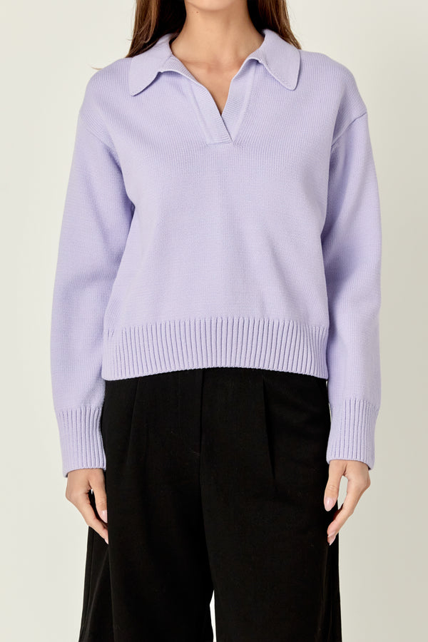 English Factory V-neckline With Collar Sweater LILAC
