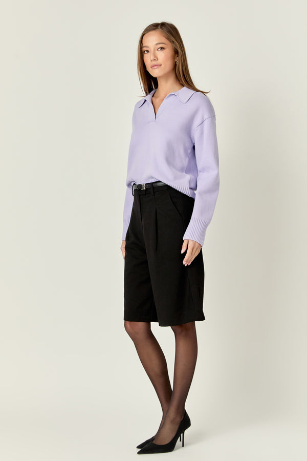 English Factory V-neckline With Collar Sweater LILAC