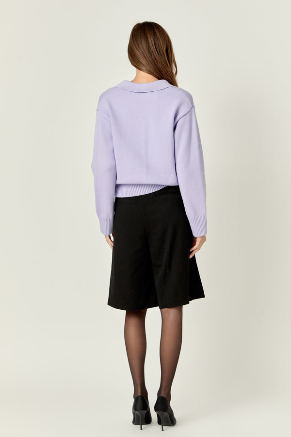 English Factory V-neckline With Collar Sweater LILAC