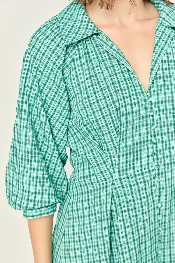 English Factory Volum Sleeves Shirt Midi Dress GREEN