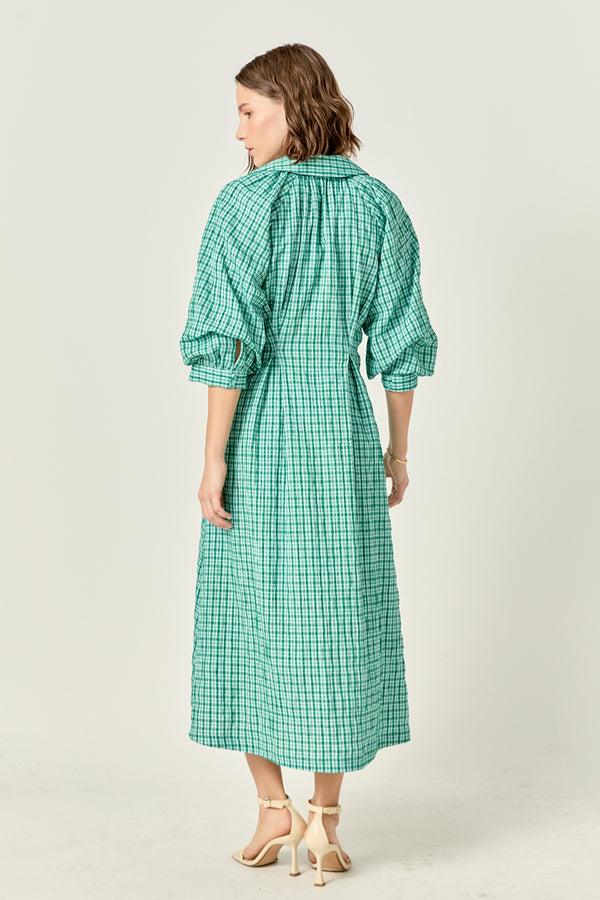 English Factory Volum Sleeves Shirt Midi Dress GREEN