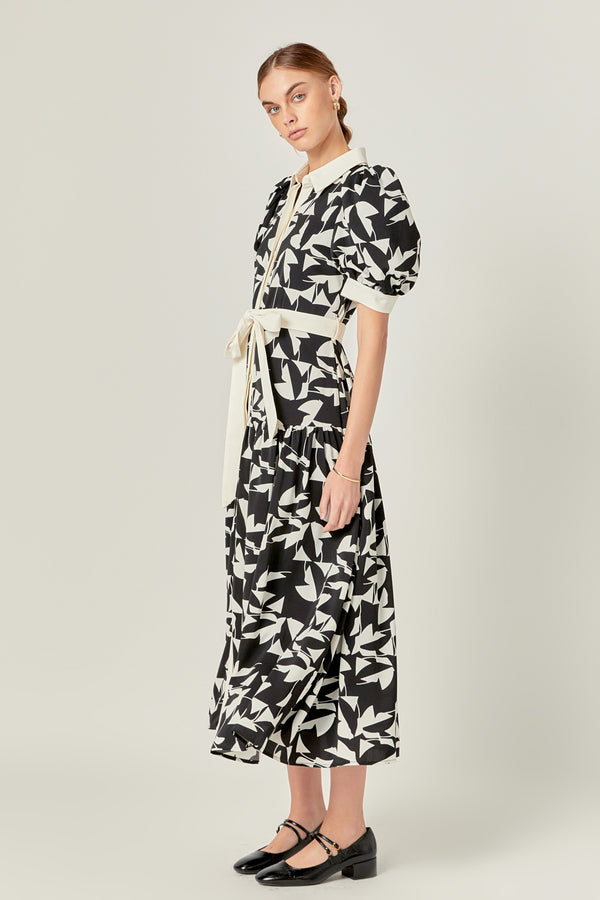 English Factory White And Black Printed Midi Dress IVORY/BLACK