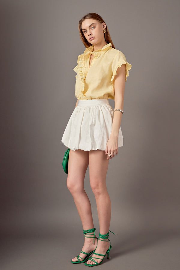 English Factory Wilma Linen Ruffle Shirt BUTTER YELLOW