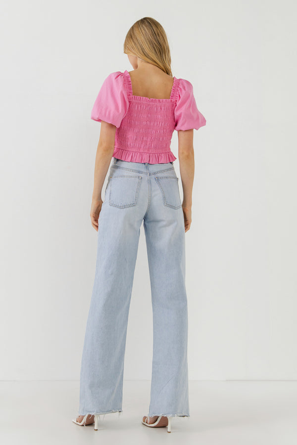 English Factory Women Woven Bow Tie Waist Blouse PINK