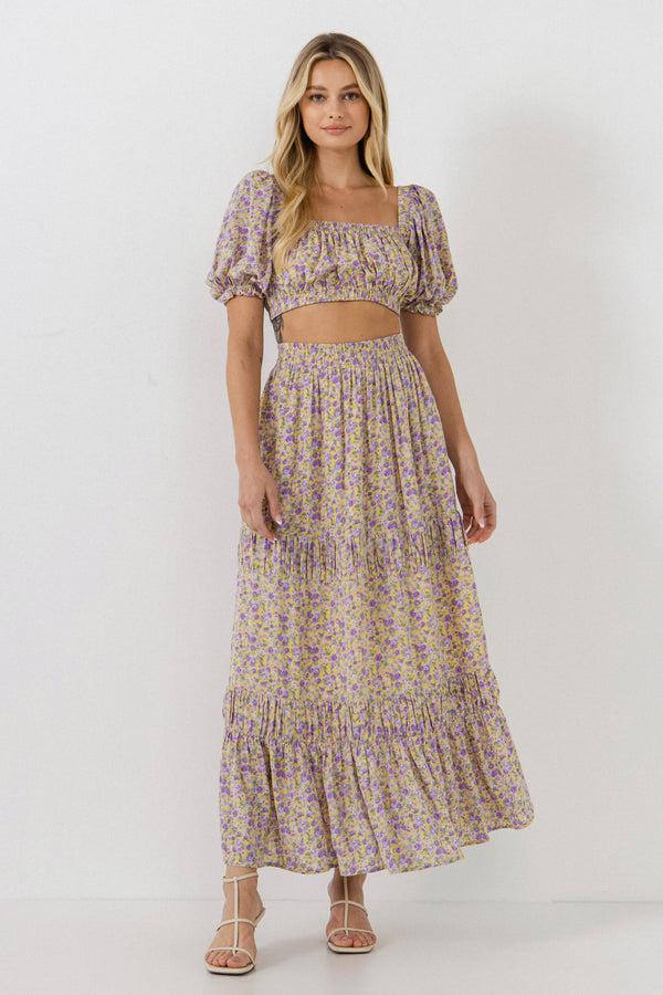 english factory Women Woven Floral Cropped Blouse YELLOW/PURPLE