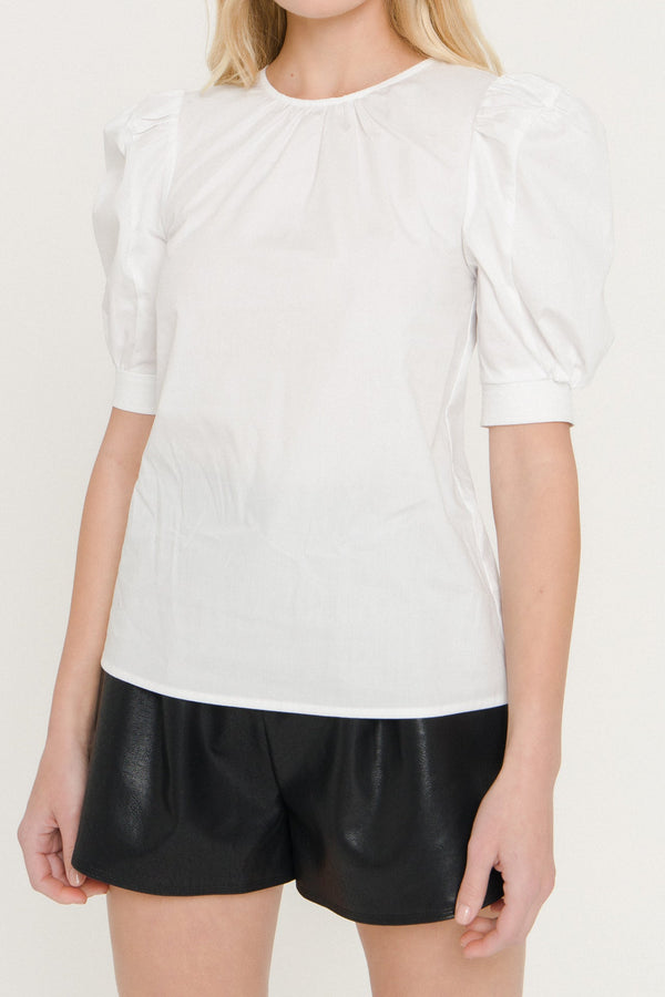 English Factory WOMEN WOVEN SHIRRED NECK BLOUSE WHITE