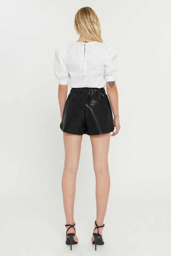 English Factory WOMEN WOVEN SHIRRED NECK BLOUSE WHITE