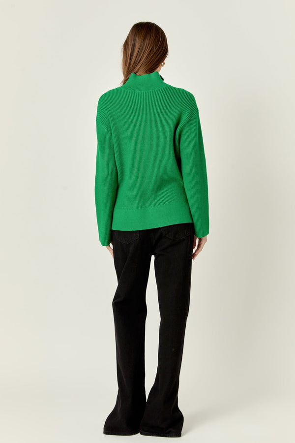 English Factory Zip Collared Sweater In Green GREEN