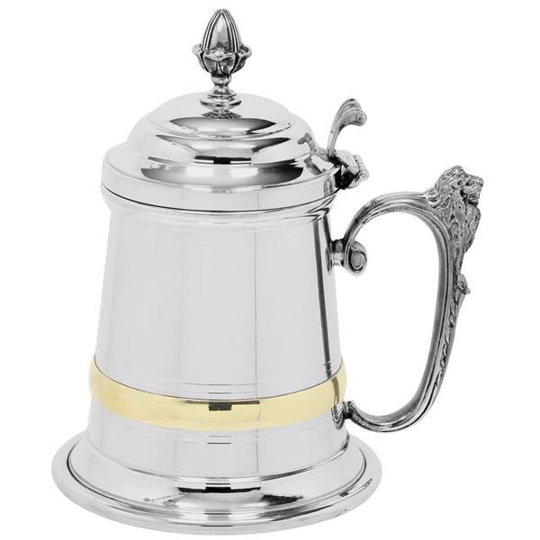 english factory 1 Pint* Extra Heavy Pewter Beer Mug Tankard with Intricate Lion Handle & Lid