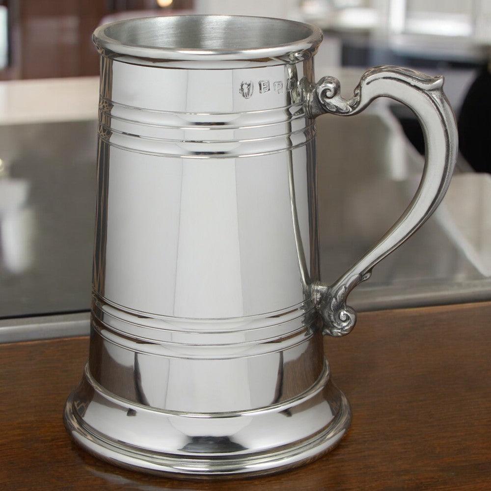 English Factory 1 Pint* Extra Heavy Pewter Beer Mug Tankard With Vintage Handle