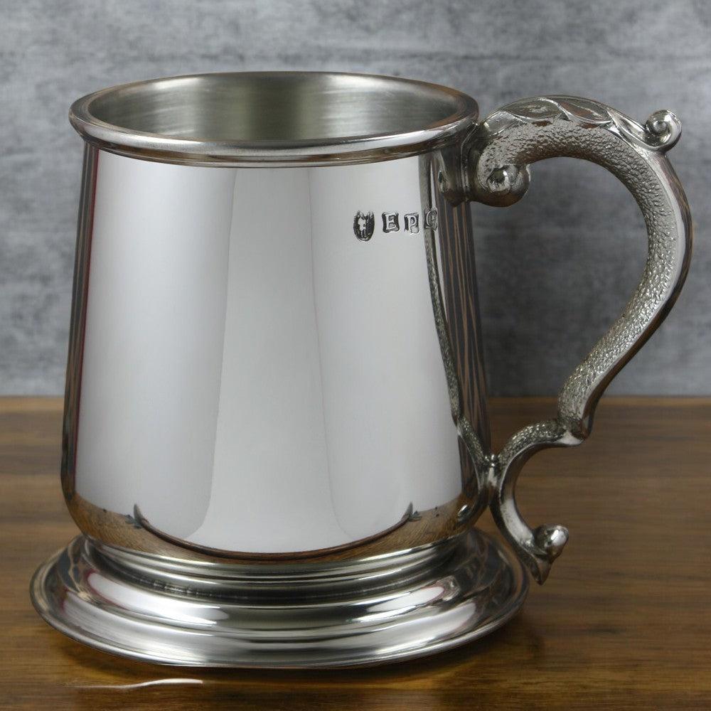 English Factory 1 Pint* Heavy Style Pewter Beer Mug Tankard With Intricate Handle