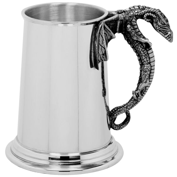 english factory 1 Pint* Heavy Style Pewter Beer Mug Tankard with Mystic Dragon Handle