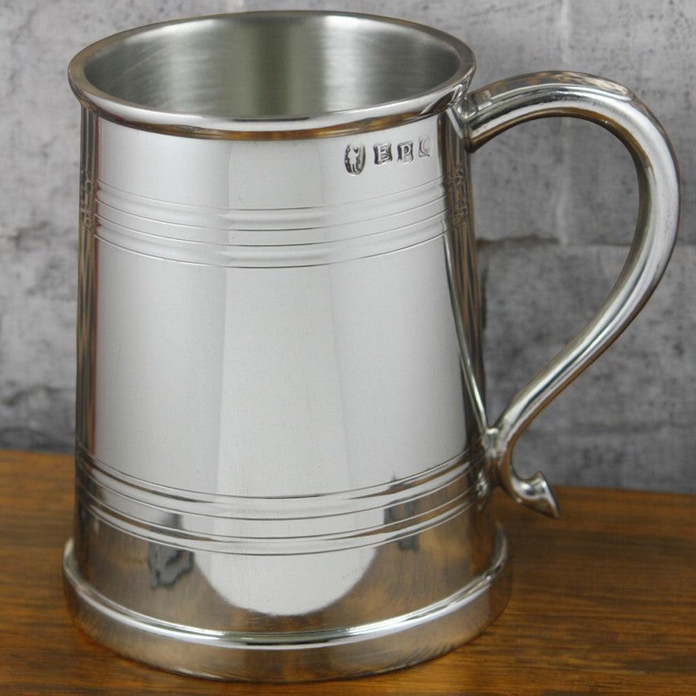 English Factory 1 Pint* Heavy Style Pewter Beer Mug Tankard With Swan Handle