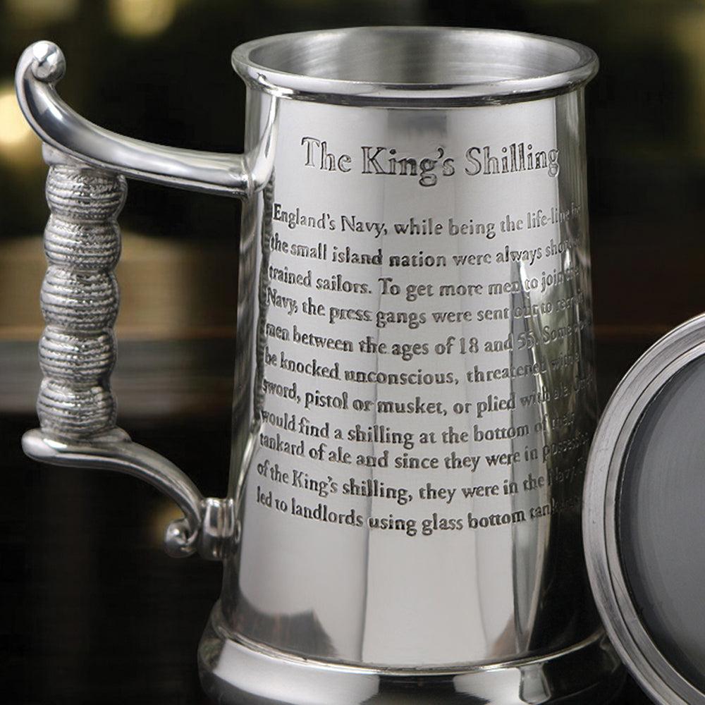 English Factory 1 Pint* Heavy Style Pewter Kings Shilling Beer Mug Tankard - As Seen On TV