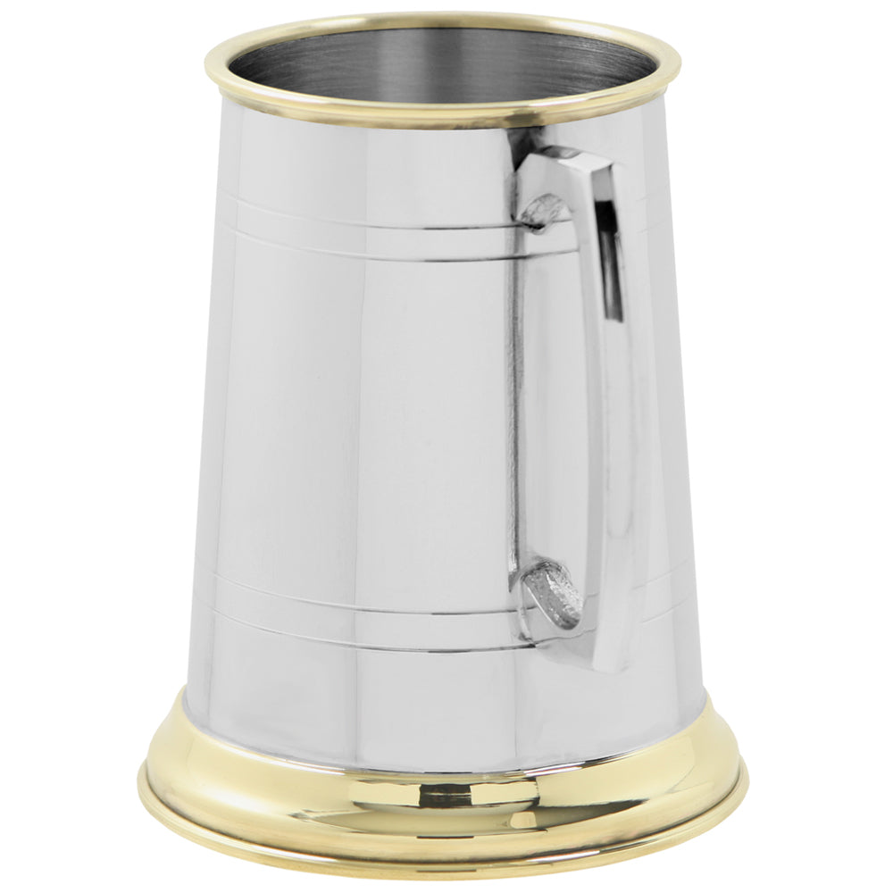 English Factory 1 Pint* Pewter And Brass Traditional Beer Mug Tankard