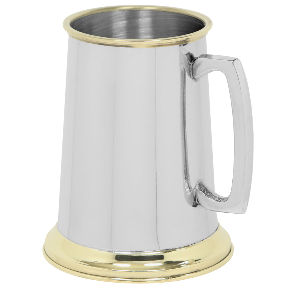 English Factory 1 Pint* Pewter And Brass Traditional Beer Mug Tankard