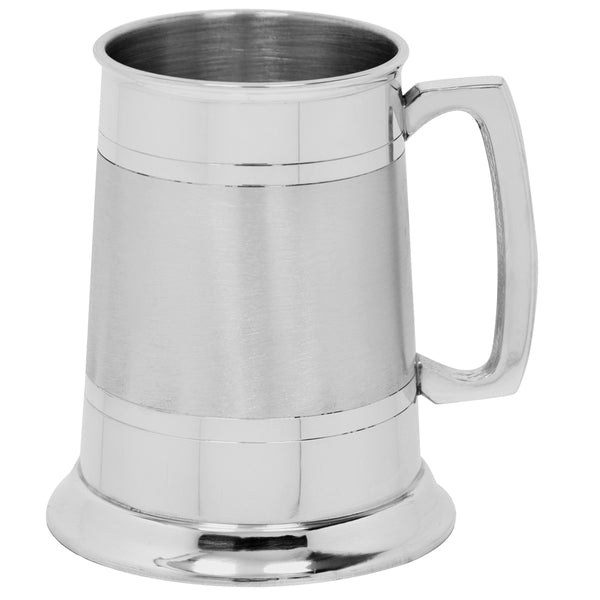 English Factory 1 Pint* Pewter Beer Mug Tankard With Classic Handle And Satin Band