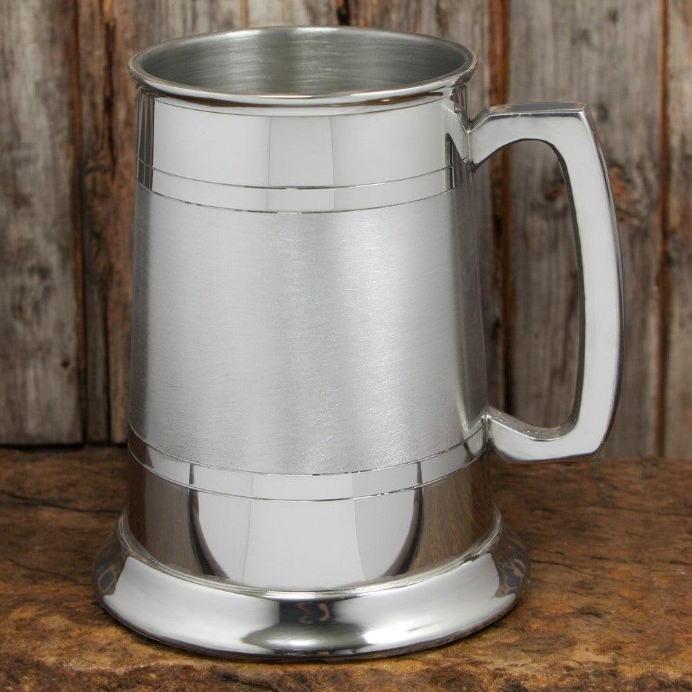 English Factory 1 Pint* Pewter Beer Mug Tankard With Classic Handle And Satin Band