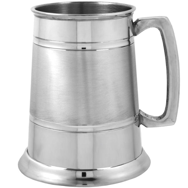 english factory 1 Pint* Pewter Beer Mug Tankard With Classic Handle and Grooved Satin Band