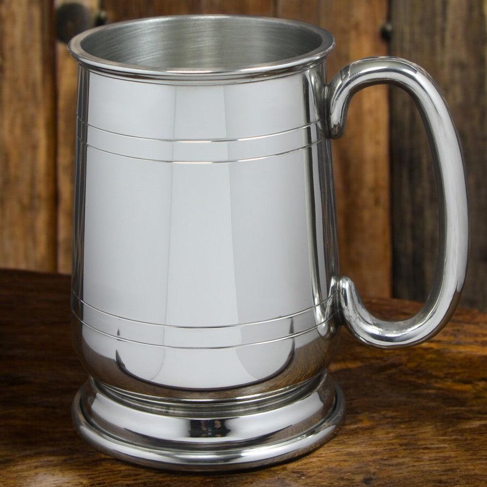 English Factory 1 Pint* Pewter Beer Mug Tankard With Curved Handle