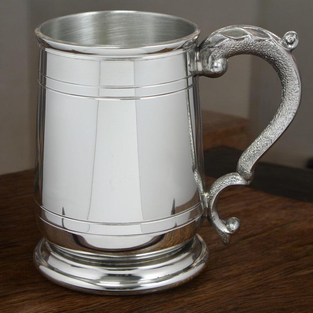 English Factory 1 Pint* Pewter Beer Mug Tankard With Elegant Handle
