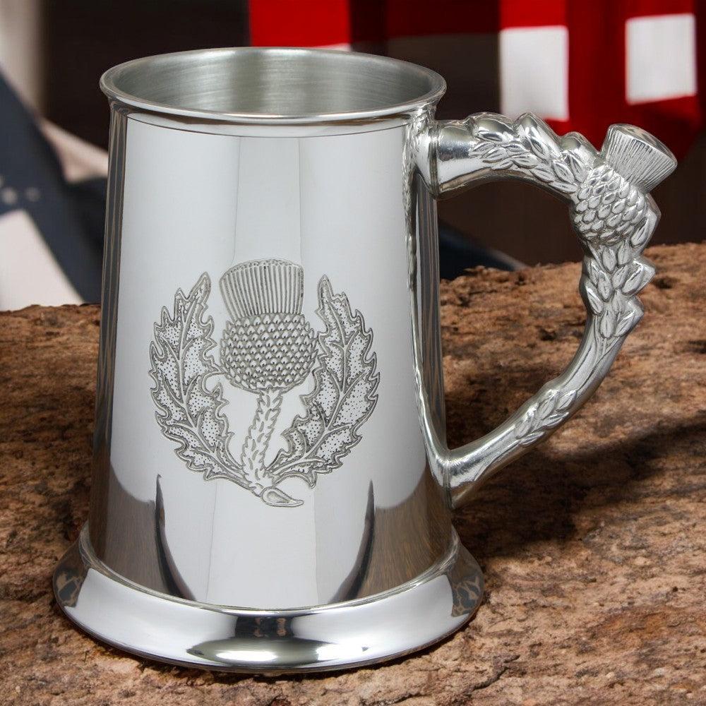 English Factory 1 Pint* Pewter Beer Mug Tankard With Embossed Scottish Thistle Design