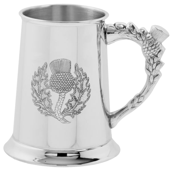 english factory 1 Pint* Pewter Beer Mug Tankard with Embossed Scottish Thistle Design