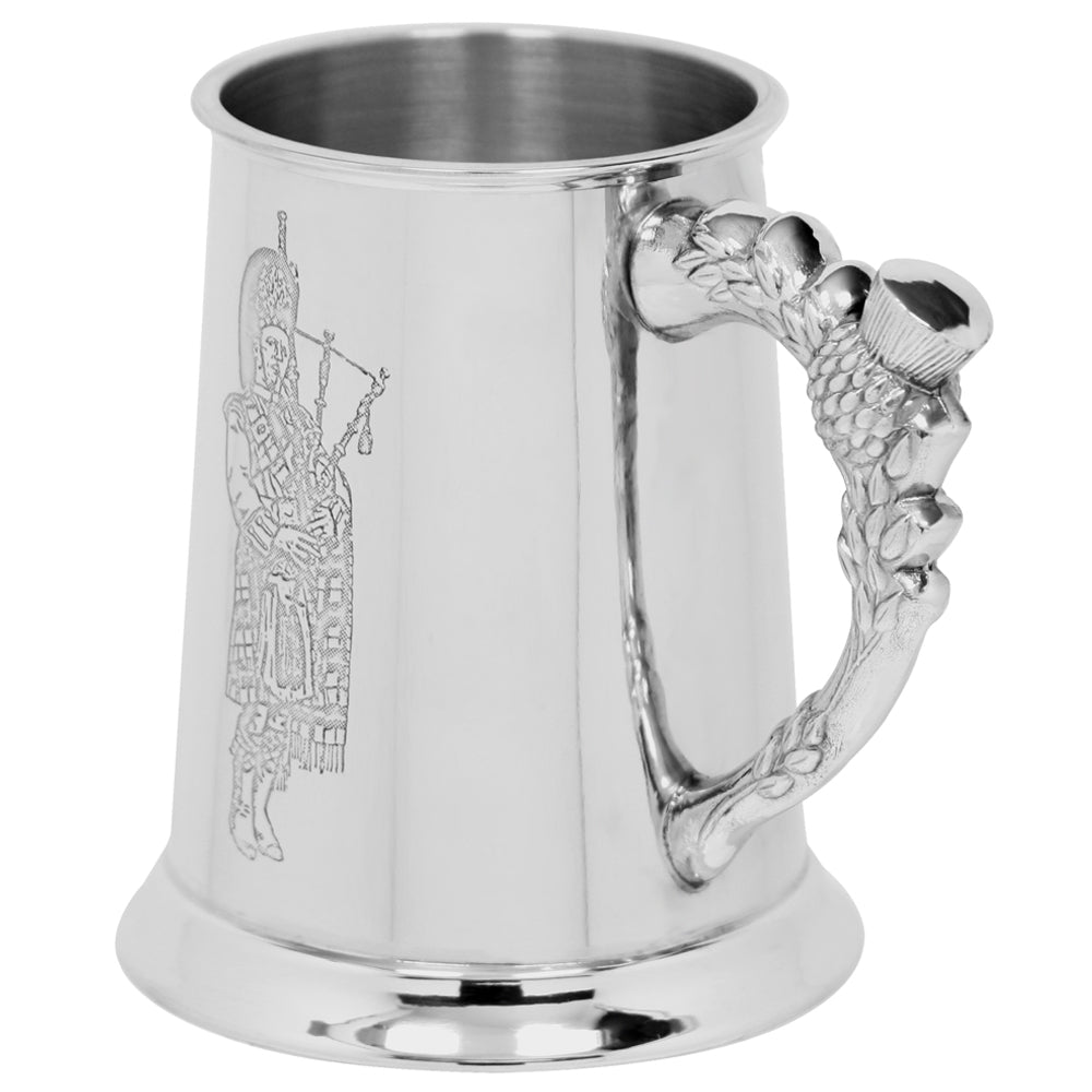 English Factory 1 Pint* Pewter Beer Mug Tankard With Embossed Scottish Piper Design