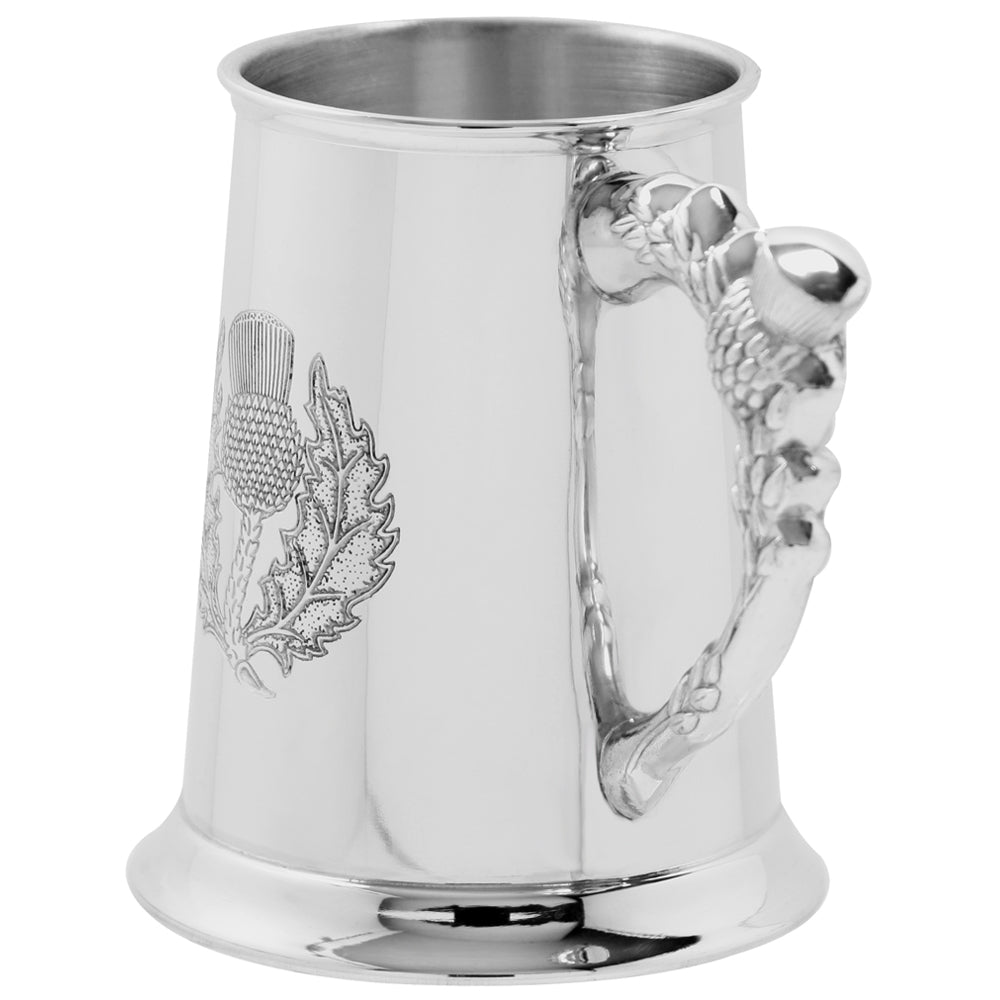 English Factory 1 Pint* Pewter Beer Mug Tankard With Embossed Scottish Thistle Design