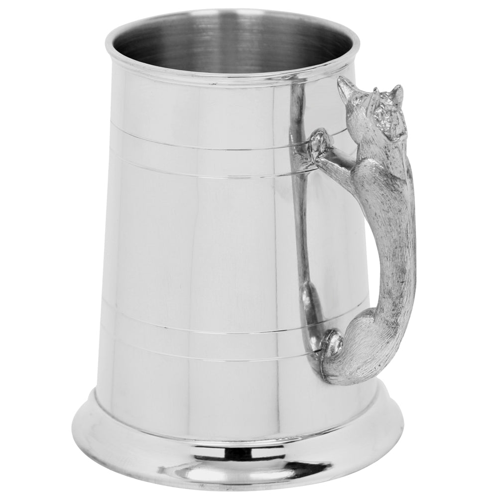 English Factory 1 Pint* Pewter Beer Mug Tankard With Fox Handle