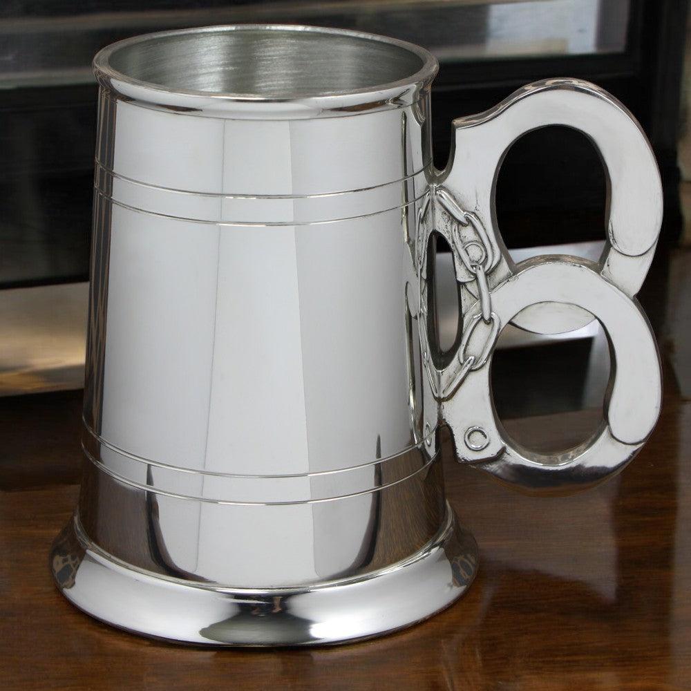 English Factory 1 Pint* Pewter Beer Mug Tankard With Handcuff Handle
