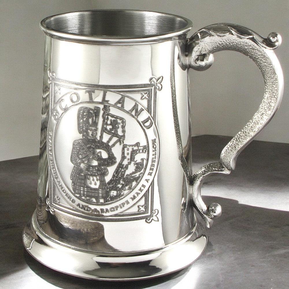 English Factory 1 Pint* Pewter Beer Mug Tankard With Highland Piper Design