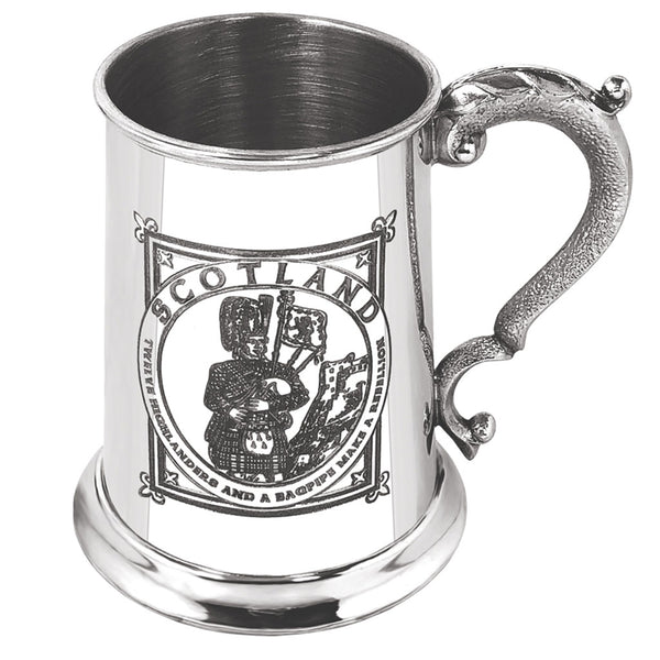english factory 1 Pint* Pewter Beer Mug Tankard with Highland Piper Design