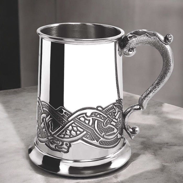 English Factory 1 Pint* Pewter Beer Mug Tankard With Intricate Celtic Design