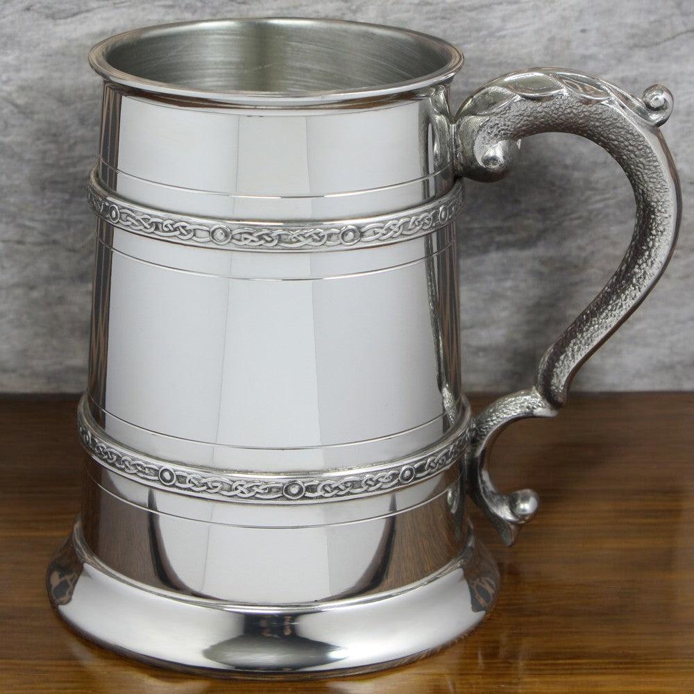 English Factory 1 Pint* Pewter Beer Mug Tankard With Intricate Celtic Bands