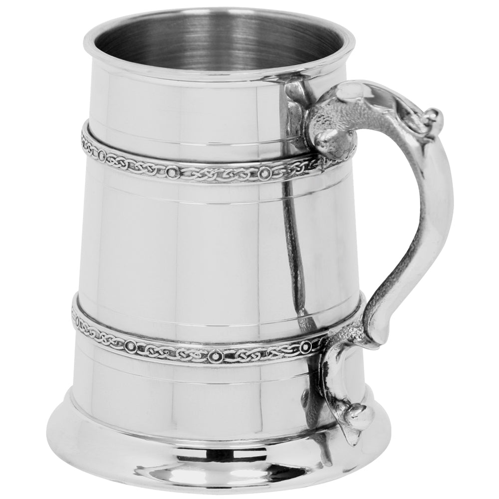 English Factory 1 Pint* Pewter Beer Mug Tankard With Intricate Celtic Bands